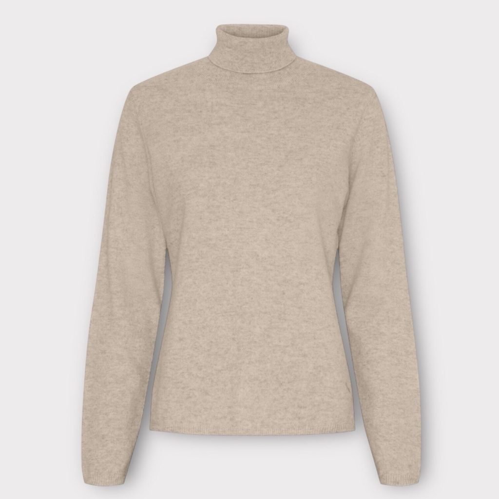 btf cashmere turtle neck pullover cream melange
