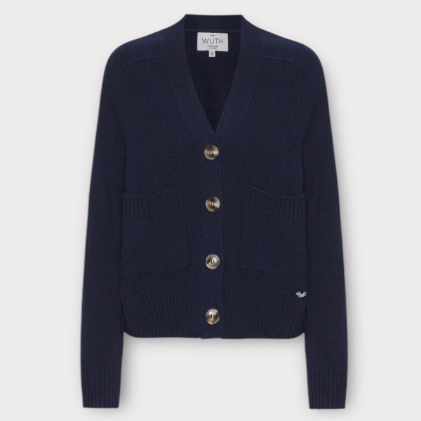 Grandpa cashmere cardigan navy