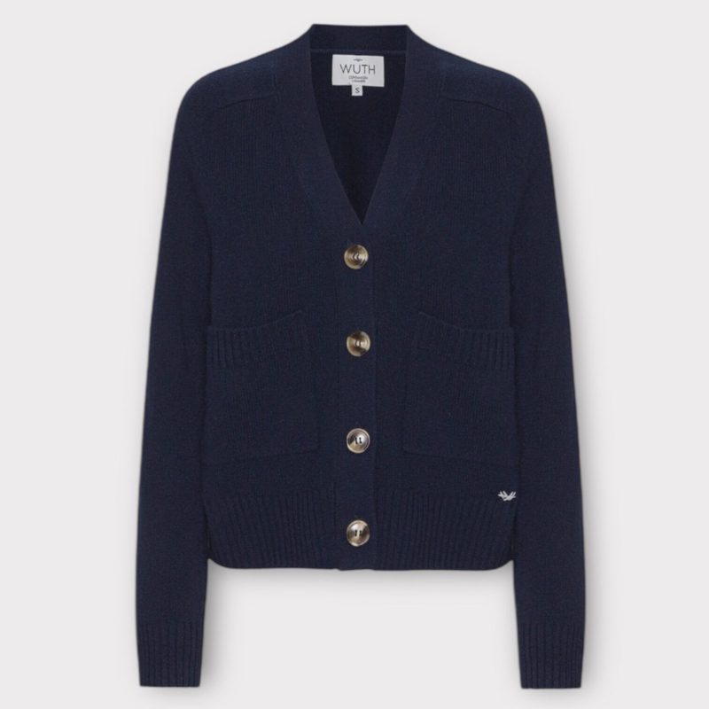 Grandpa cashmere cardigan navy