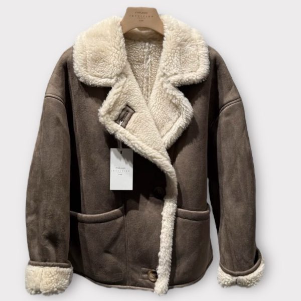 jacket faux sherling taupe