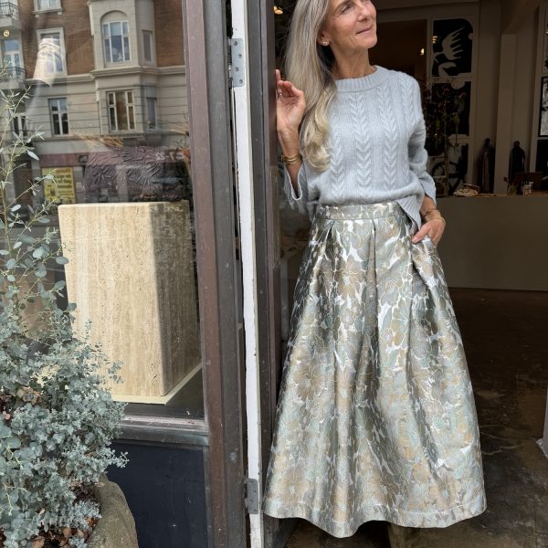 Store51 Brocade Skirt Metallic Flower