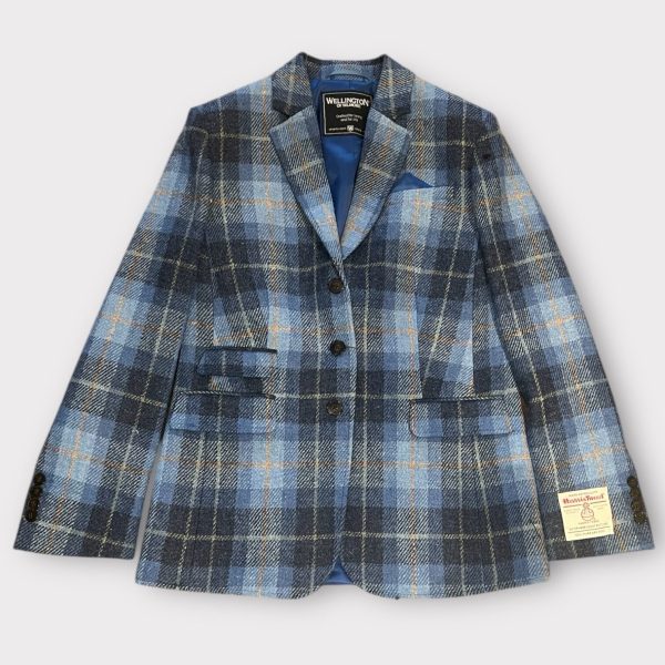 carola jeans herringbone harris tweed blazer