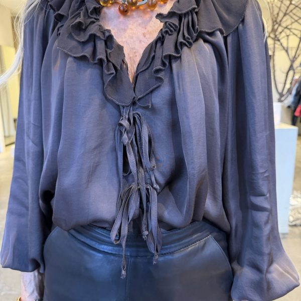 project aj117 frill blouse coffee