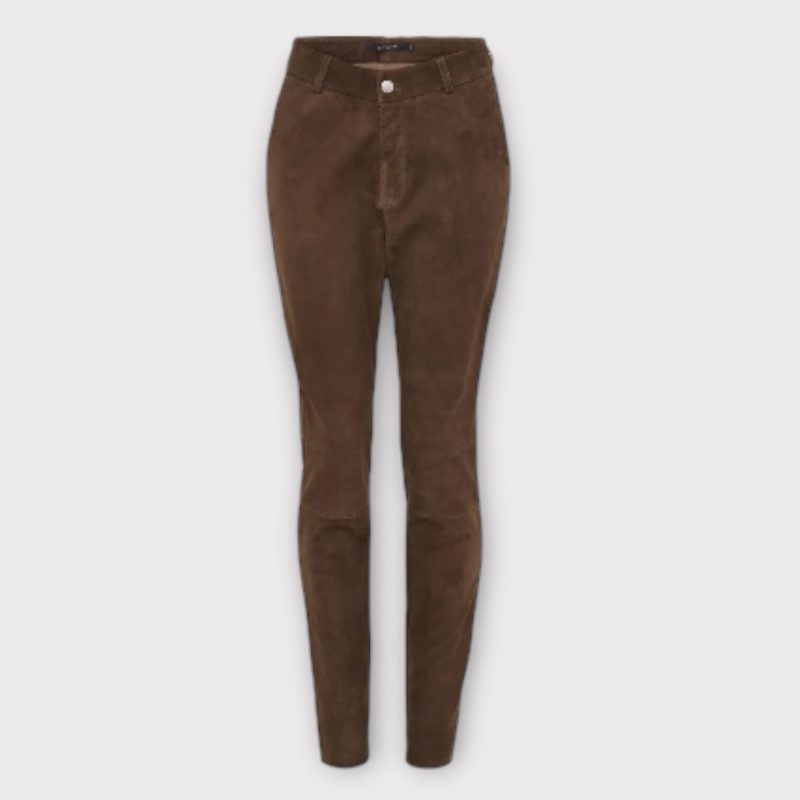 BTF Leggins i ruskind med stretch Dark Brown