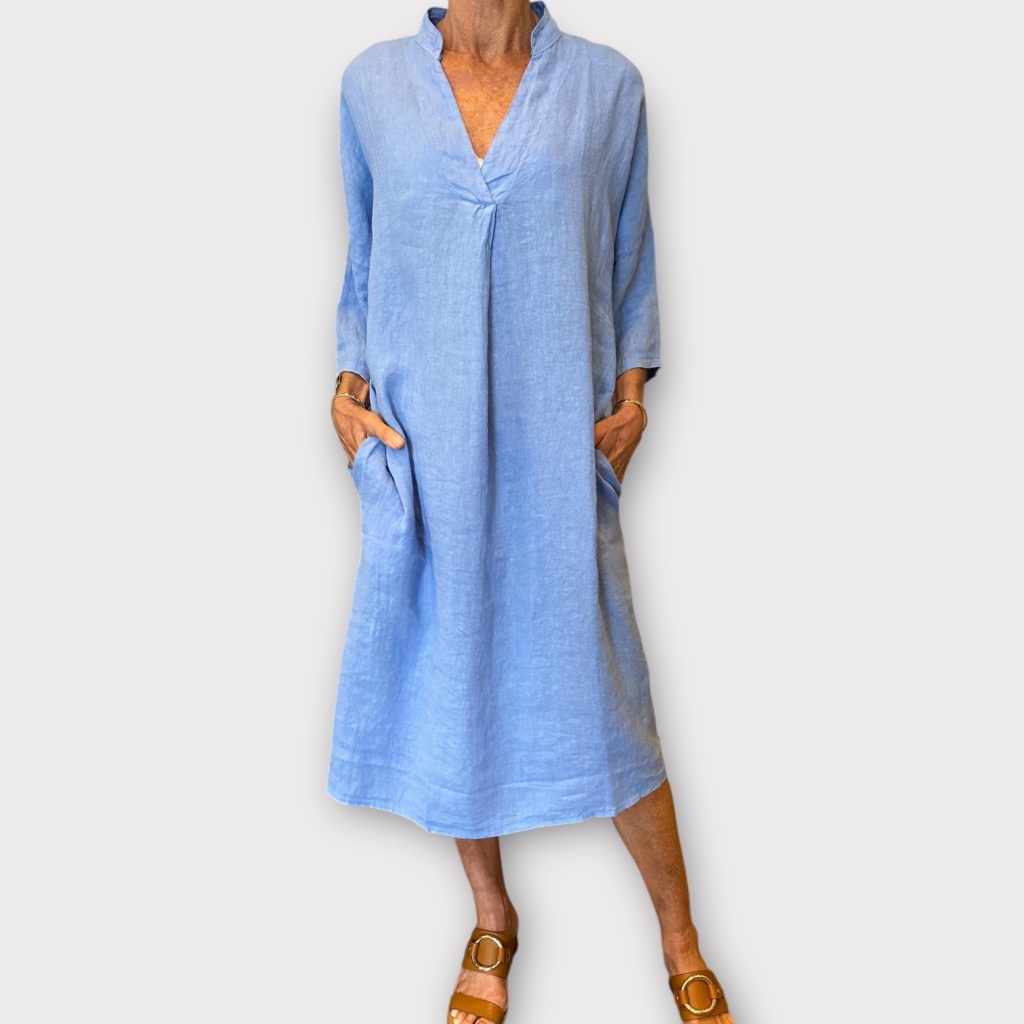 hørkjole short slv sky blue