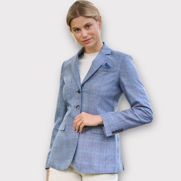 Carola Silk Blazer Blue Check