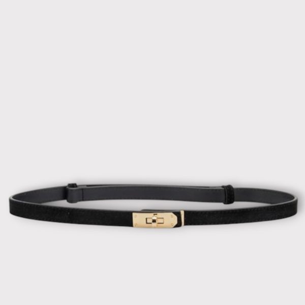 plisse river suede belt black-gold