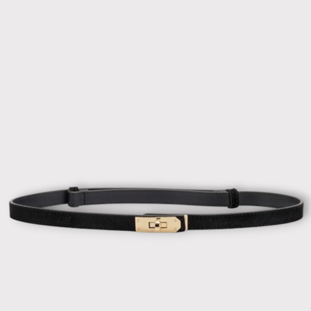 plisse river suede belt black-gold