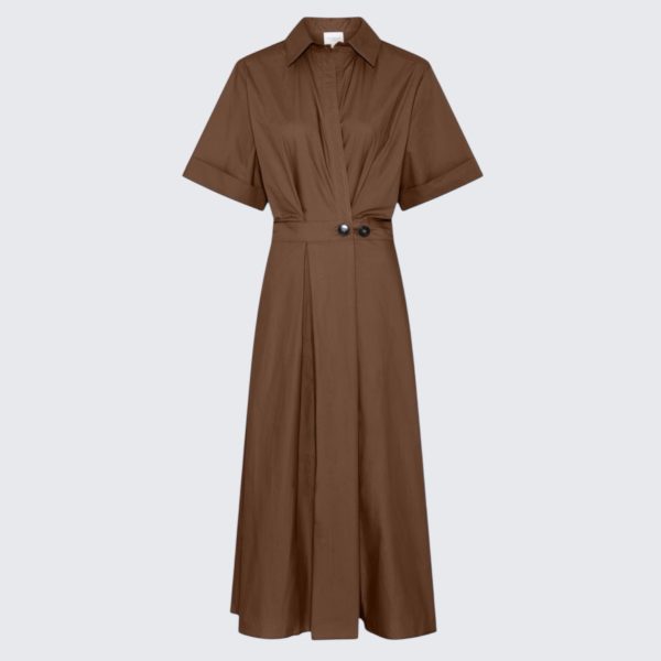 la rouge pia dress short slv brown