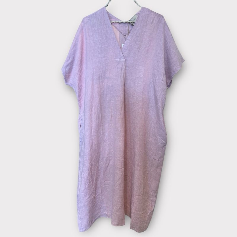 hørkjole short slv old rose