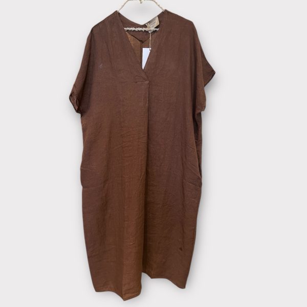 hørkjole short slv pecan