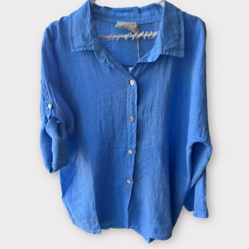 hørskjorte botton up slv sky blue