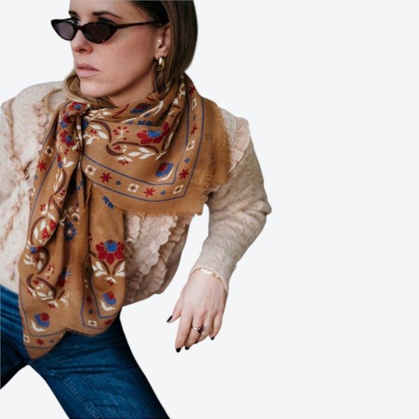 Maison Lecomte Secret Garden Scarf Camel