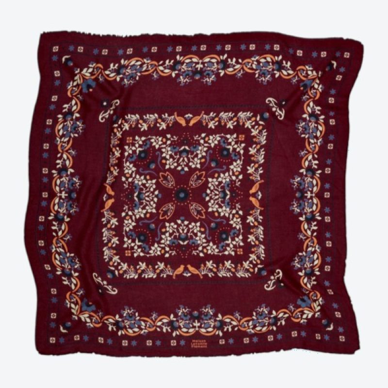 Maison Lecomte Secret Garden Scarf Bordeaux