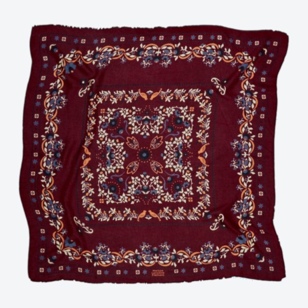 Maison Lecomte Secret Garden Scarf Bordeaux