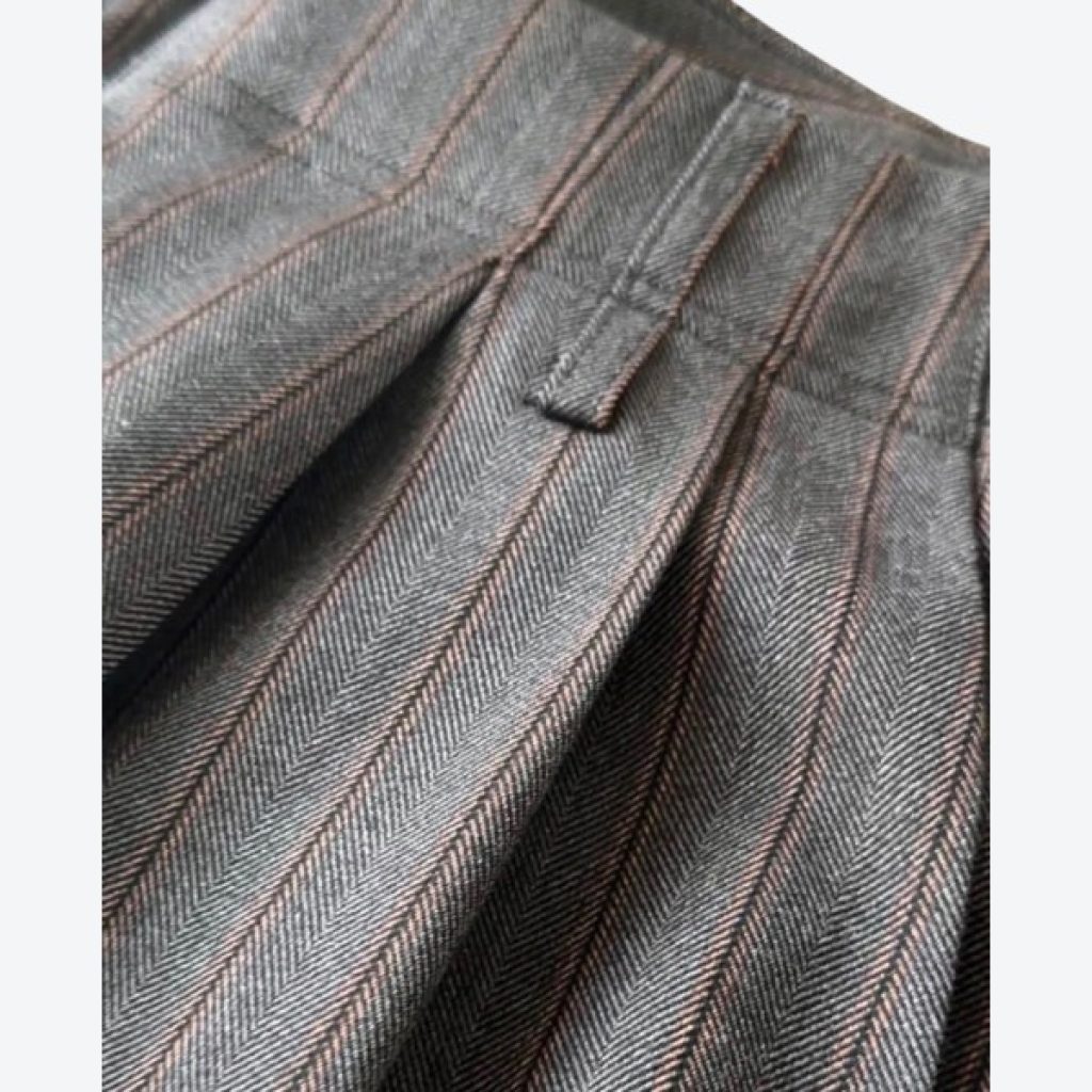 Yin Studio Lou Lou Pants Herringbone Camel Stripe