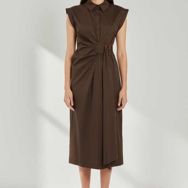 marella poplin dress brown