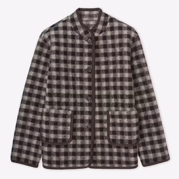 YERSE Short Boiled Wool Coat Check