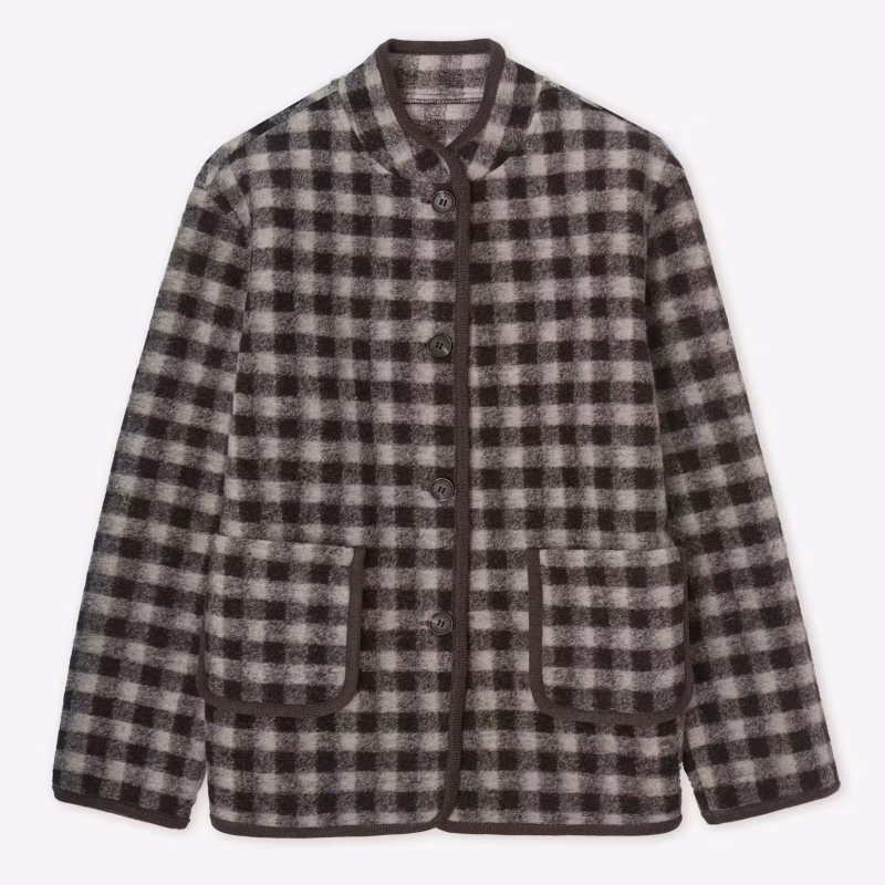 YERSE Short Boiled Wool Coat Check