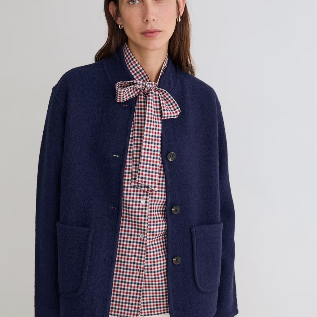 YERSE Short Boiled Wool Coat Navy